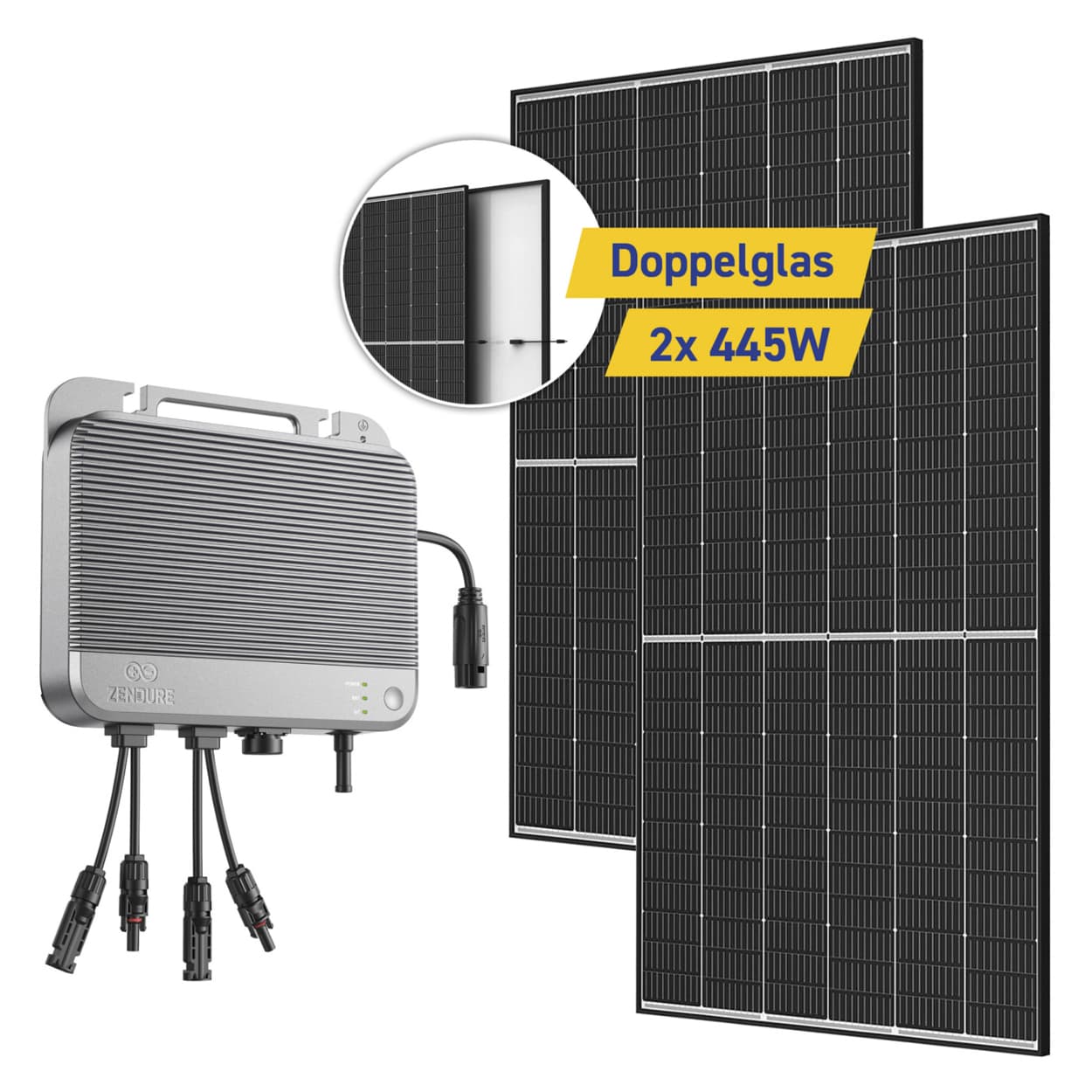 Ensemble complet de centrale électrique de balcon 890 W avec micro-onduleur Zendure SolarFlow 800 et 2 modules solaires Trina 445 W