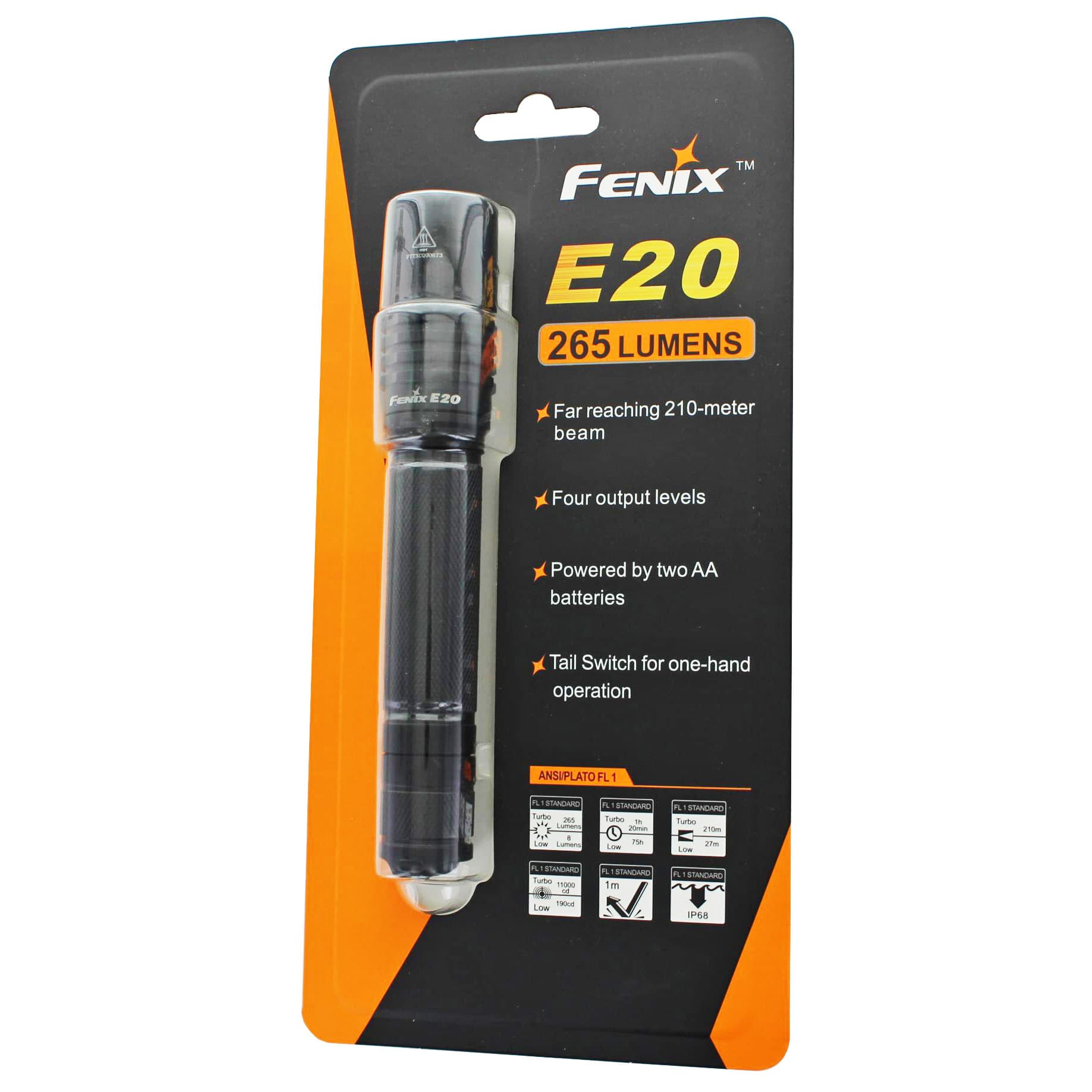Lampe torche LED Fenix E20 (2015) Lampe torche LED Cree XP-E2 avec 2 piles AA Mignon