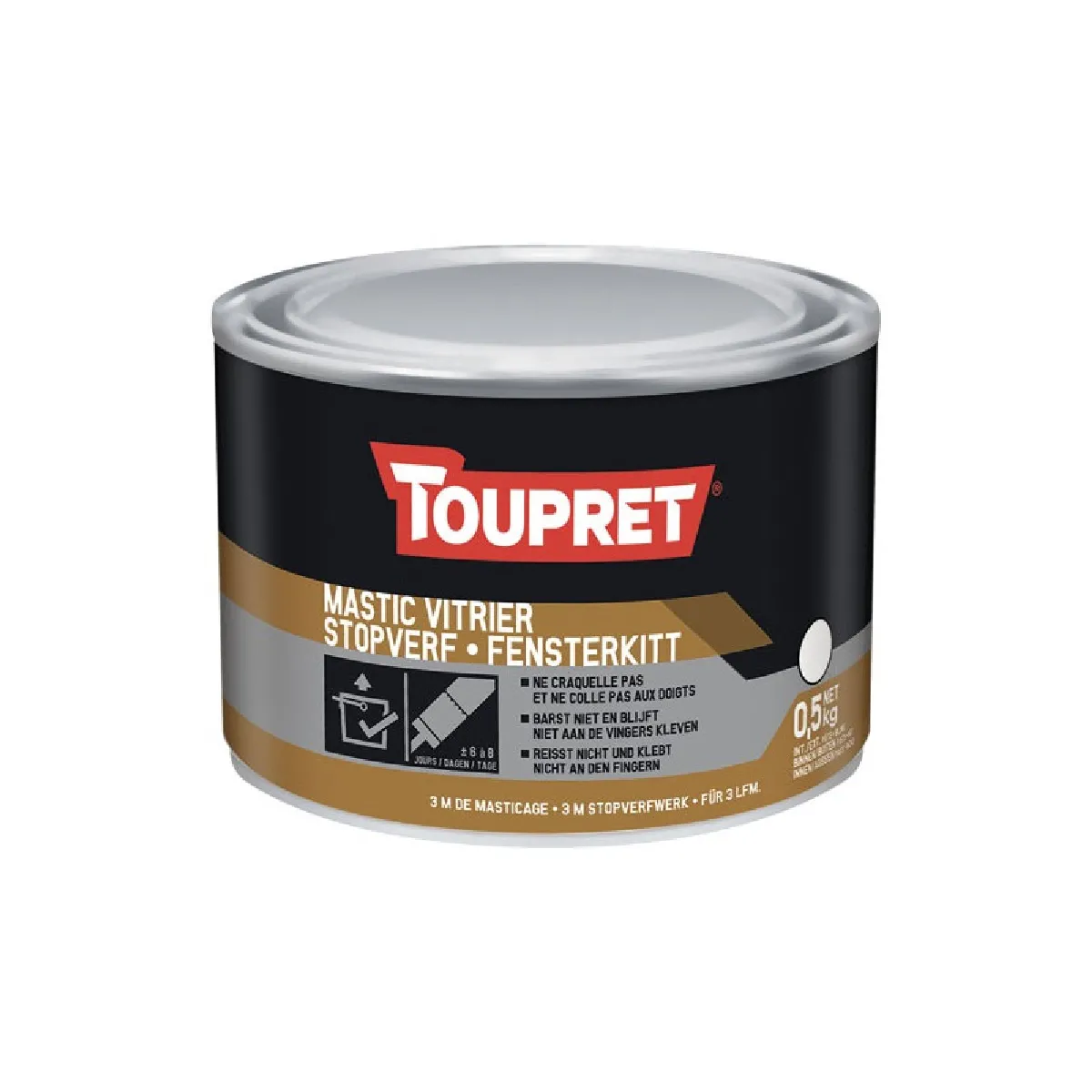 MASTIC VITRIER BLANC 0.5KG TOUPRET - MABLA0.5D